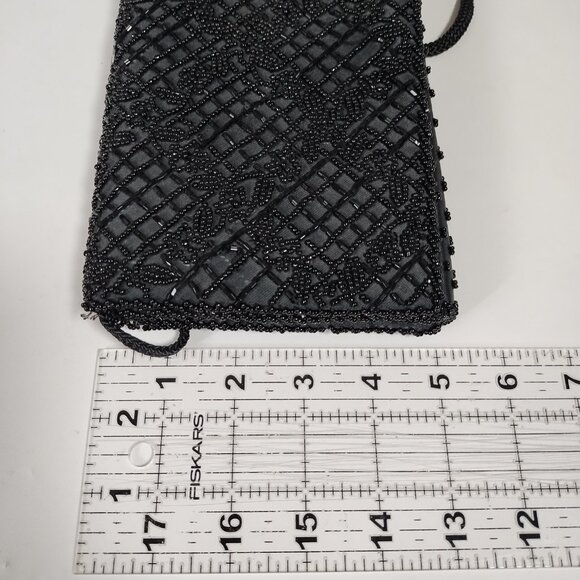 Vintage La Regale Handmade Black Beaded Small Evening Bag Handbag - Picture 11 of 12